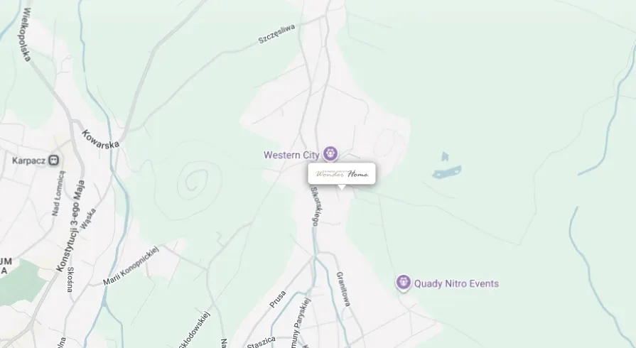 Mapa lokalizacji apartamentu Odnaleziony Czas w Karpaczu przy ulicy Orkana